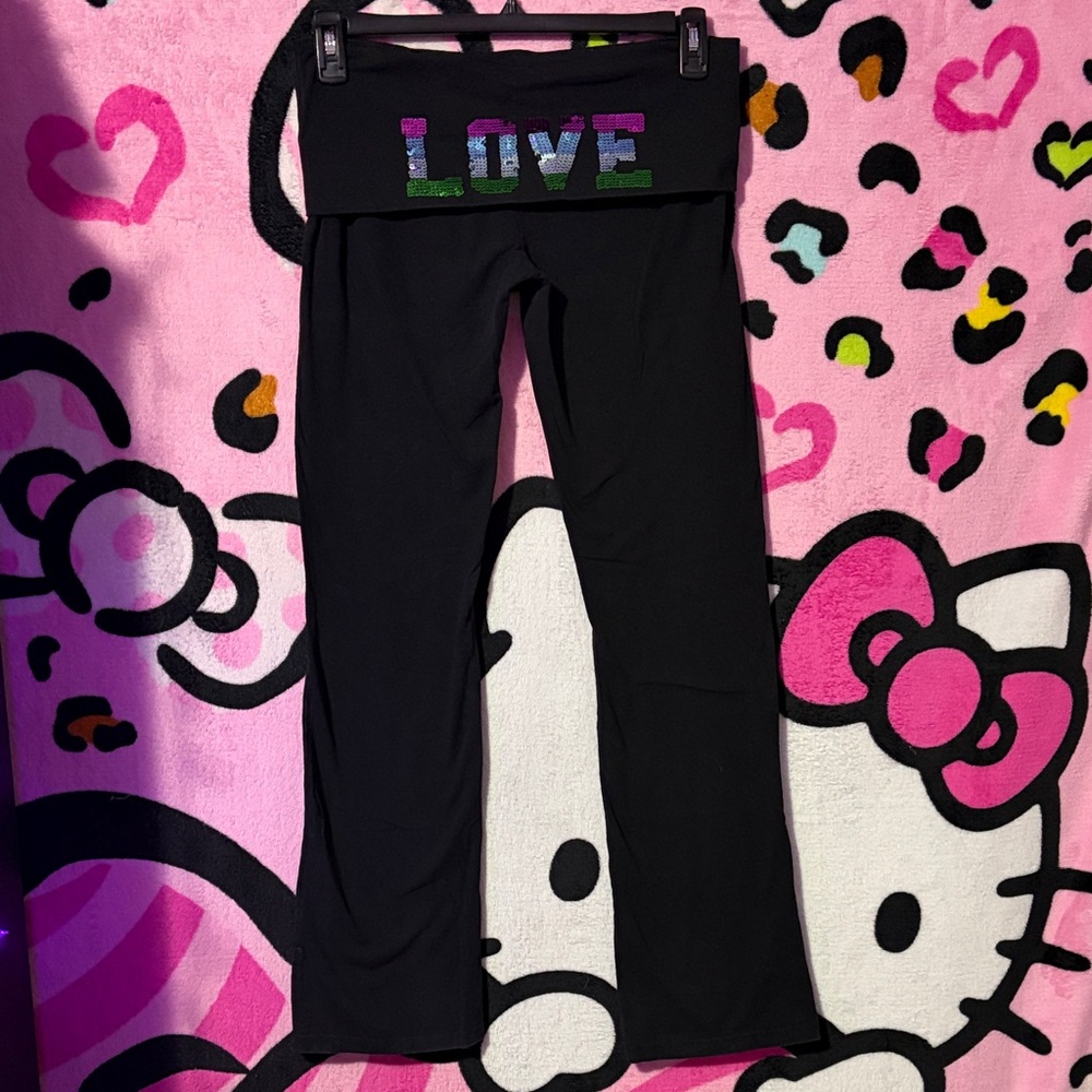 Sequin Fold over flare yoga pants
